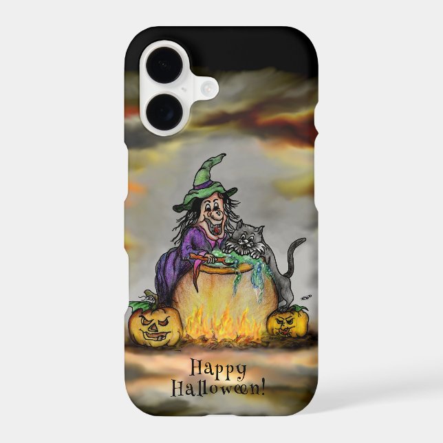 Witch and black Cat, Happy Halloween! iPhone Case (Back)