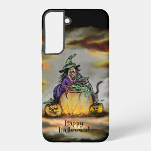 Witch and black Cat, Happy Halloween! Samsung Galaxy Case