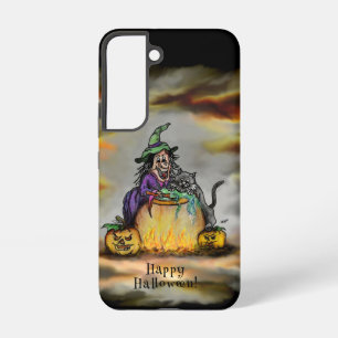 Witch and black Cat, Happy Halloween! Samsung Galaxy Case