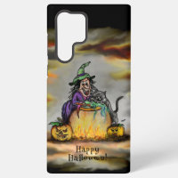 Witch and black Cat, Happy Halloween!