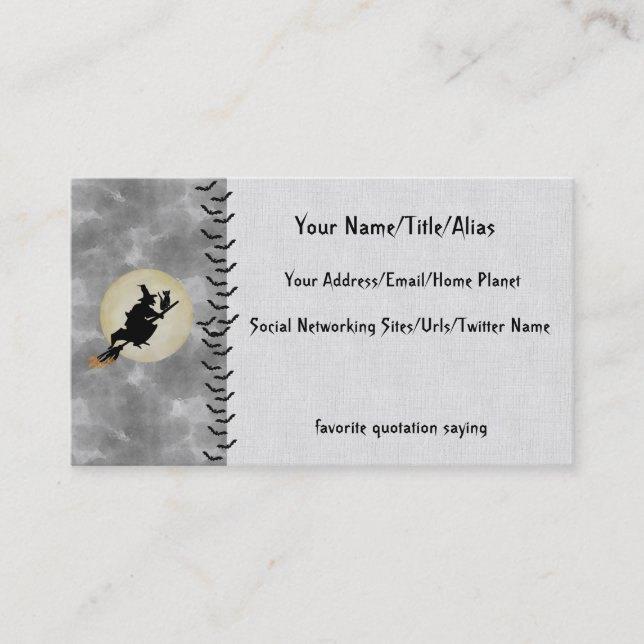 Witch and Cat Business Card (Front)
