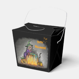 Witch and cat, Happy Halloween! Favor Box