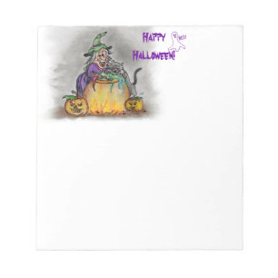 Witch and cat, Happy Halloween! Notepad