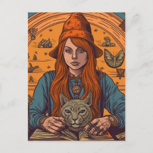 Witch and Cat Postcard