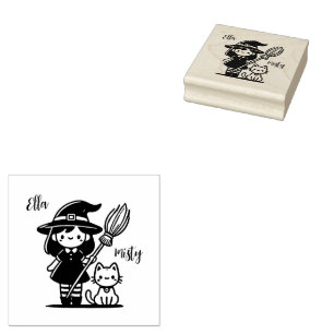 Witch and Cat Stamp - Customize with your names!