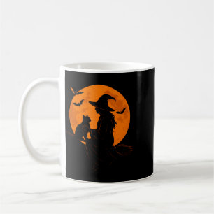 Witch And Cute Cat Black Kitten For Halloween Coffee Mug