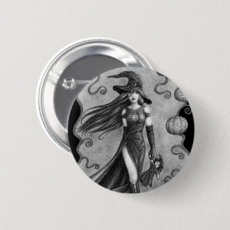 Witch and Doll Halloween 2 Inch Round Button