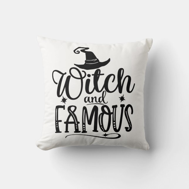 Witch and Famous Throw Pillow (Front)
