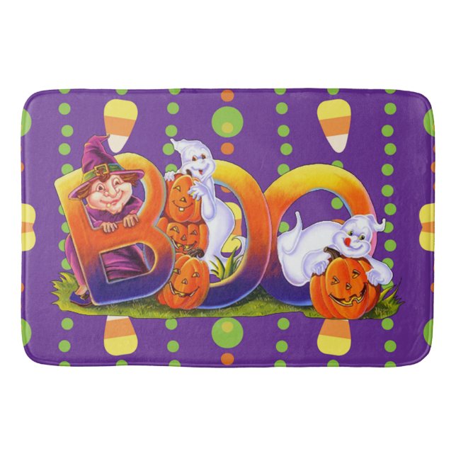 Witch and Ghost Boo Bath Mat (Front)