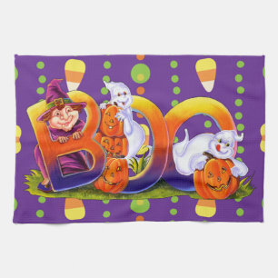 Witch and Ghost Boo Kitchen Towel