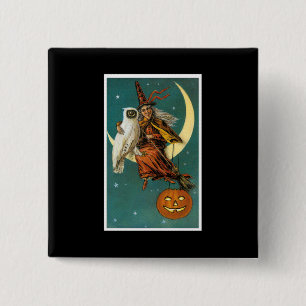 Witch and Her Owl 2 Inch Square Button