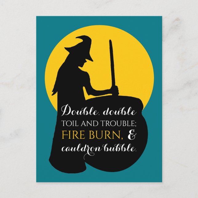 Witch and Moon Magic Spell Invitation Postcard (Front)