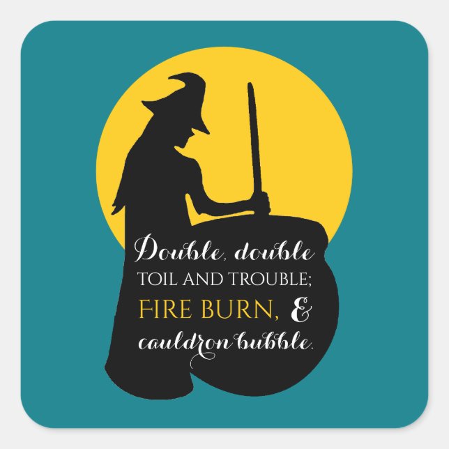 Witch and Moon Magic Spell Square Sticker (Front)