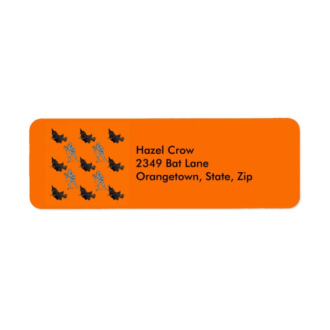 Witch and Mummy Pattern Halloween Address Labels (Front)