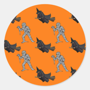 Witch and Mummy Pattern Halloween Sticker