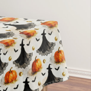 Witch and Pumpkins Halloween Tablecloth