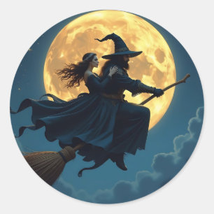 Witch and Warlock Halloween Classic Round Sticker