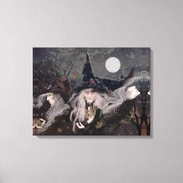 Witch Art/Fantasy Witches/Three Witch Sisters Canvas Print (Front)