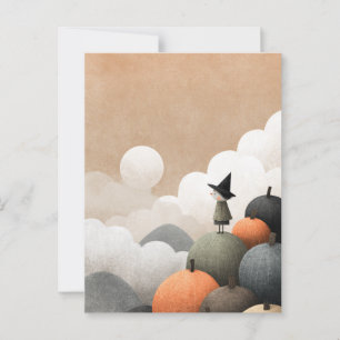 Witch Art Spooky Cute Minimalist Halloween Postcard