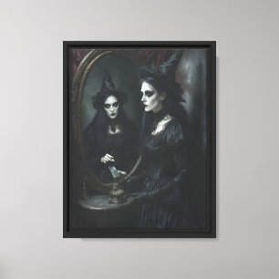 Witch at Mirror Canvas Wall Art