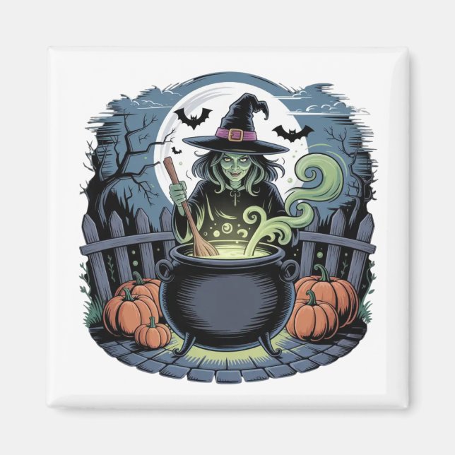 Witch at the Cauldron Magnet (Front)