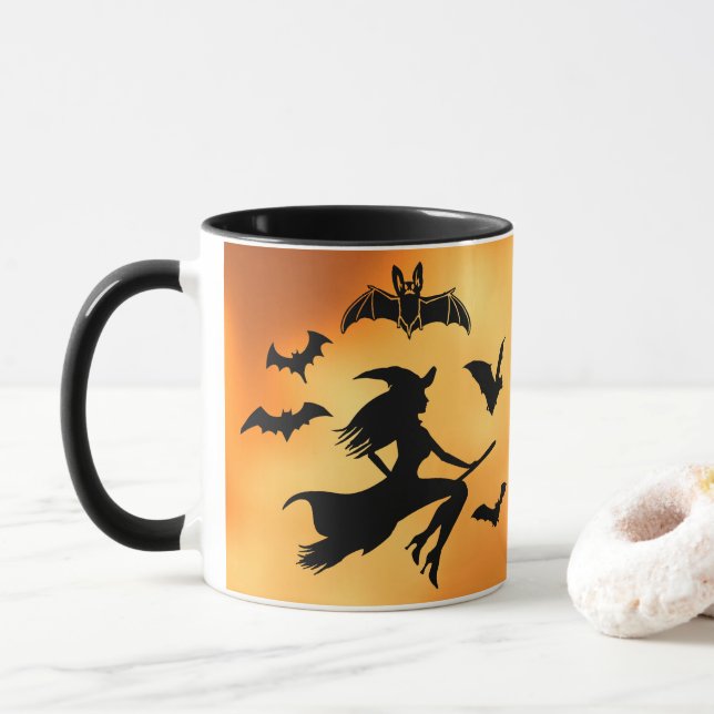 Witch Bats Moon Mug (With Donut)