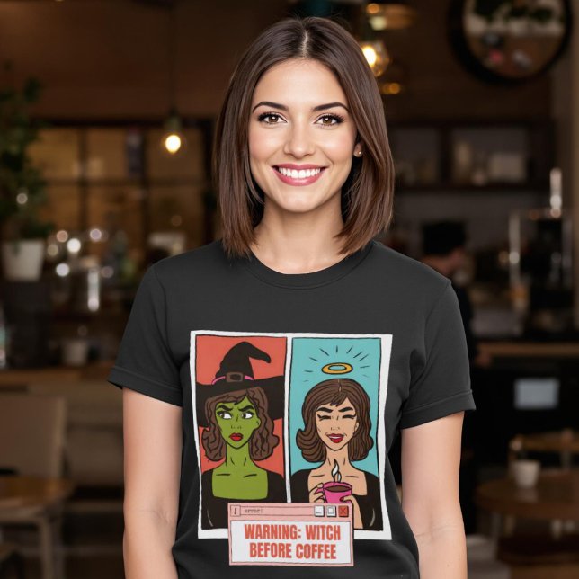 Witch Before Coffee Funny Warning Comic Pop Art T-Shirt (Witch Before Coffee Funny Warning Comic Pop Art T-Shirt)