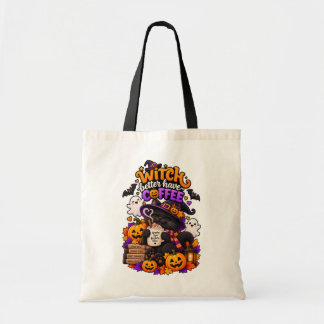 Witch Better Have My Coffee Cute Halloween Cat Tot Tote Bag