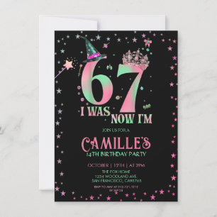  Witch Birthday I Was 6 Now I'm 7 Invitation