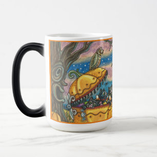 WITCH, BLACK CAT BABY BUGGY HALLOWEEN MORPHING MUG