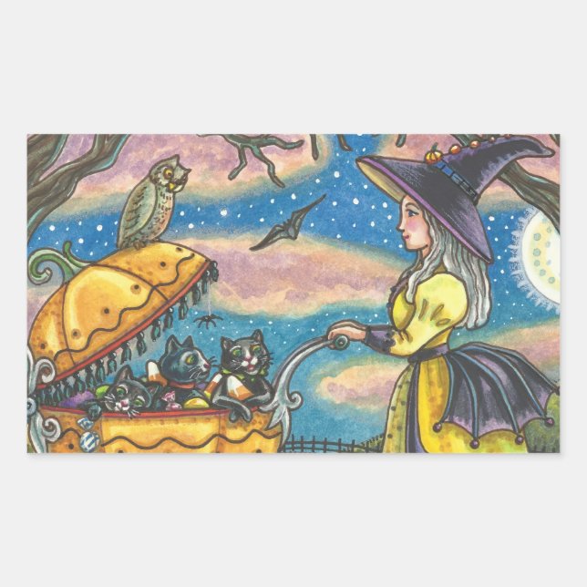 WITCH, BLACK CAT BABY BUGGY STICKERS SHEET Rec (Front)