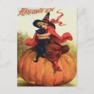 Witch & Black Cat Postcard