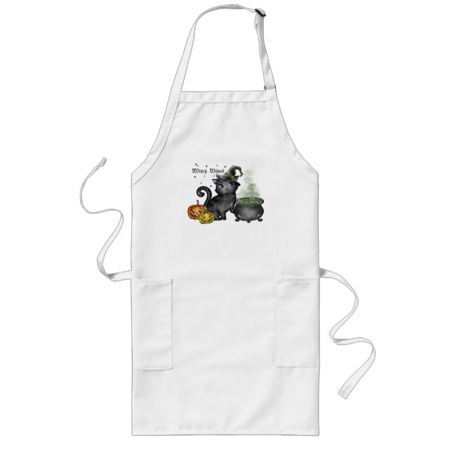 Witch Black Cat | Witch Vibes Long Apron (Front)