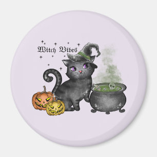 Witch Black Cat   Witch Vibes Magnet