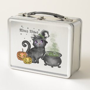 Witch Black Cat   Witch Vibes Metal Lunch Box