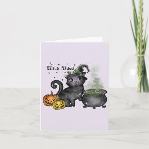 Witch Black Cat   Witch Vibes Note Card