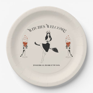Witch Bloody Cocktail Hart Skeleton Hand Halloween Paper Plate
