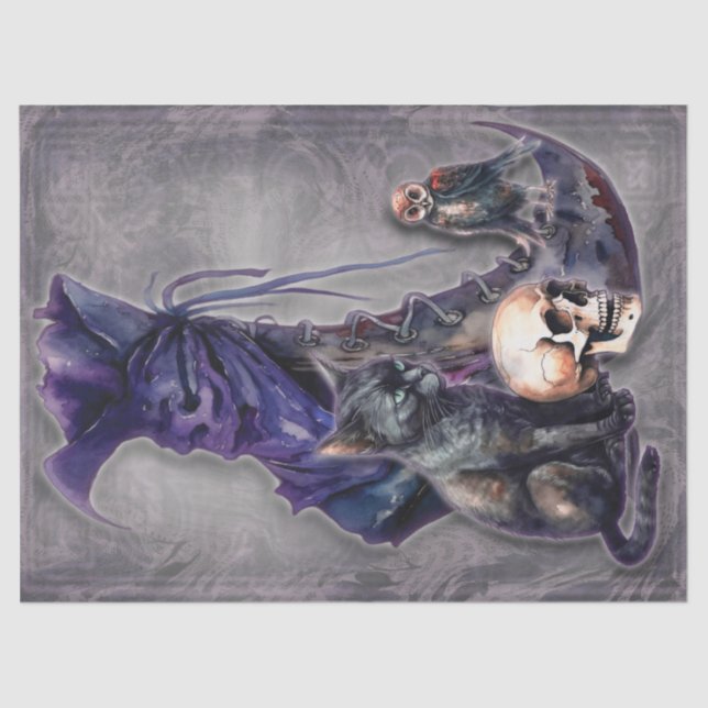 Witch Boot with owl and cat decoupage paper (Front)