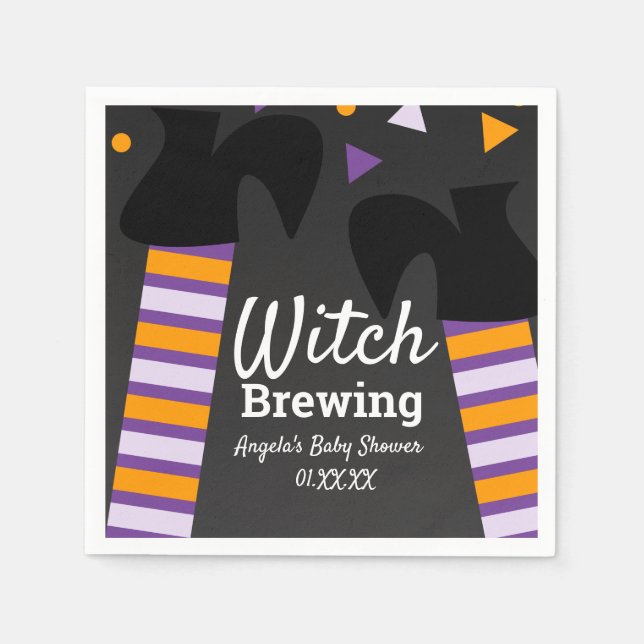 Witch Brewing Feet Halloween Baby Shower Costume Napkin (Front)