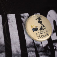 Witch Brewing Pregnant Maternity Baby Shower Butto