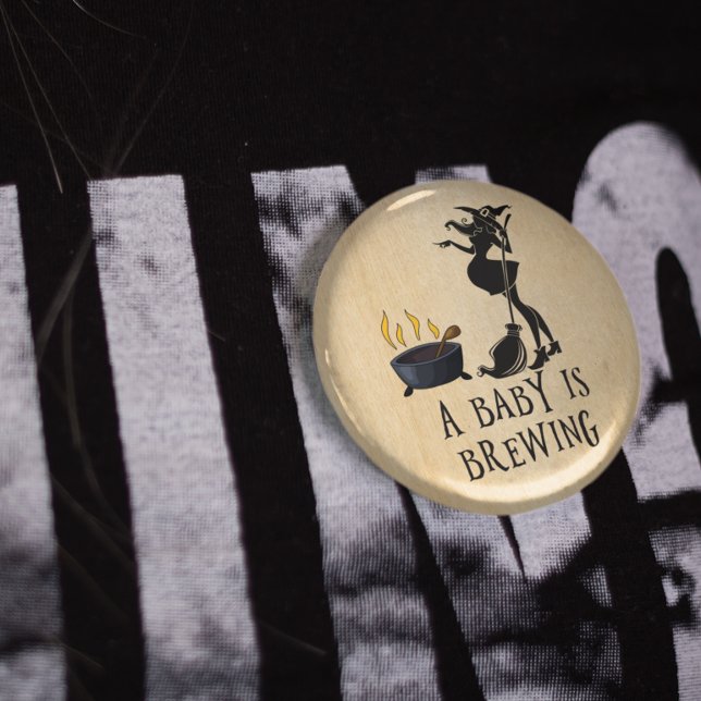 Witch Brewing Pregnant Maternity Baby Shower Butto 2 Inch Round Button (Creator Uploaded)