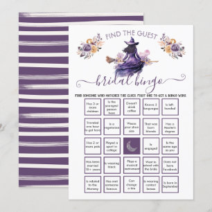 Witch Bridal Shower Find the Guest BINGO  Invitation