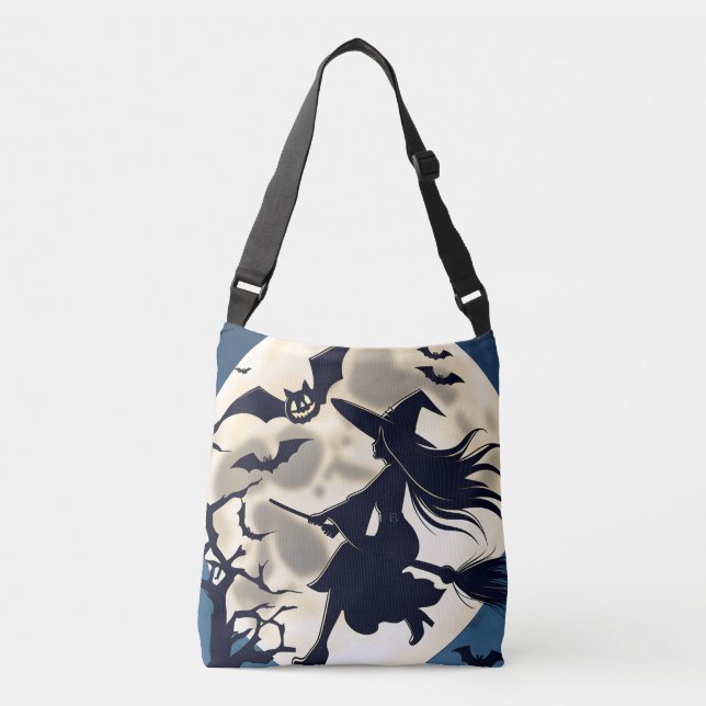 Witch Broom Crossbody Bag - Halloween Purse (Front)