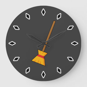 Witch Broom Large Clock