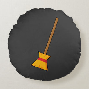 Witch Broom Round Pillow