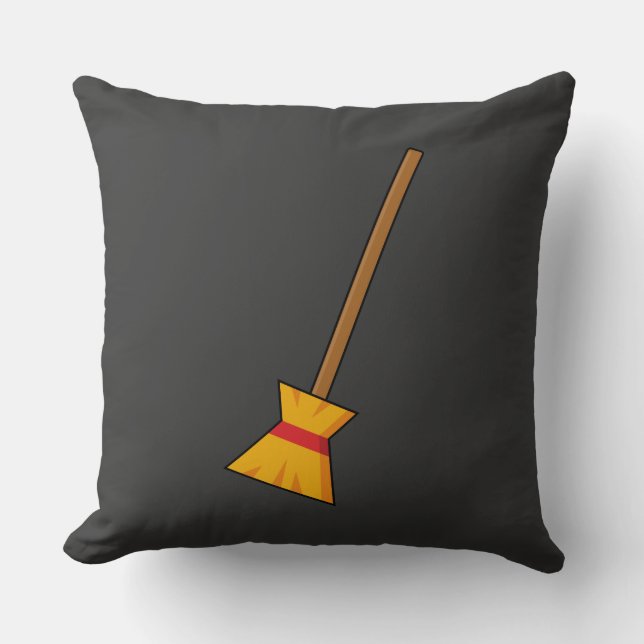 Witch Broom Throw Pillow (Front)
