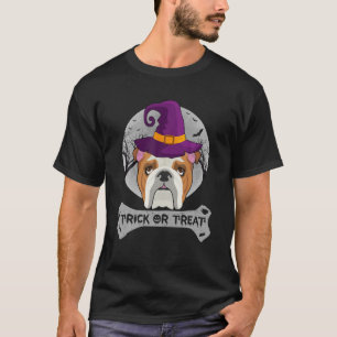 Witch Bulldog Trick Or Treat Funny Dog Halloween C T-Shirt