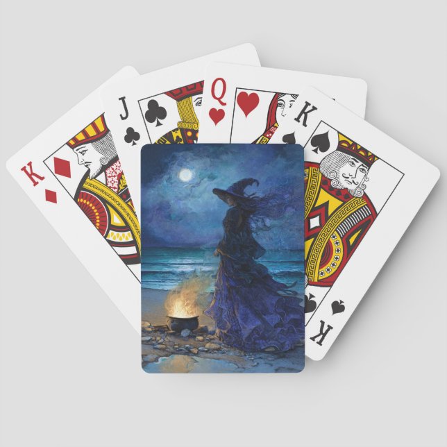 Witch by the Moonlit Sea Playing Cards (Back)