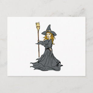 Witch casting spell postcard