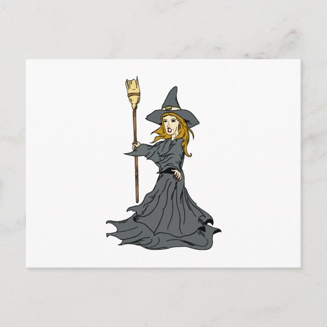 Witch casting spell postcard (Front)